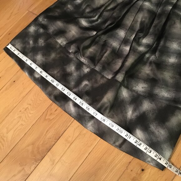 Retro Jacquard Pleated Pocketed Bubble Forest Green Lined Skirt - Picture 14 of 15